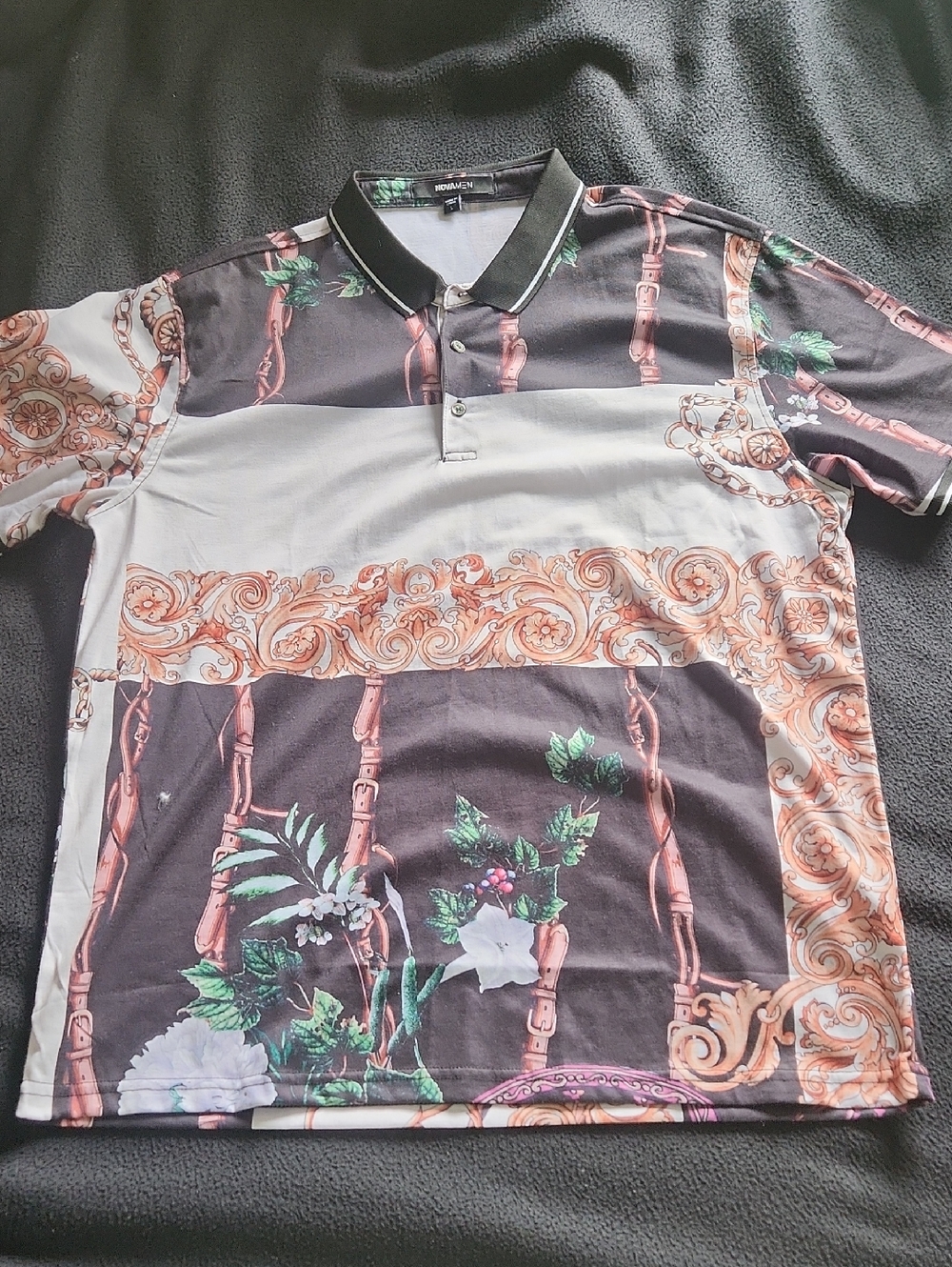 Fashion Nova Men's Decorative Pattern Polo Shirt - Multicolor